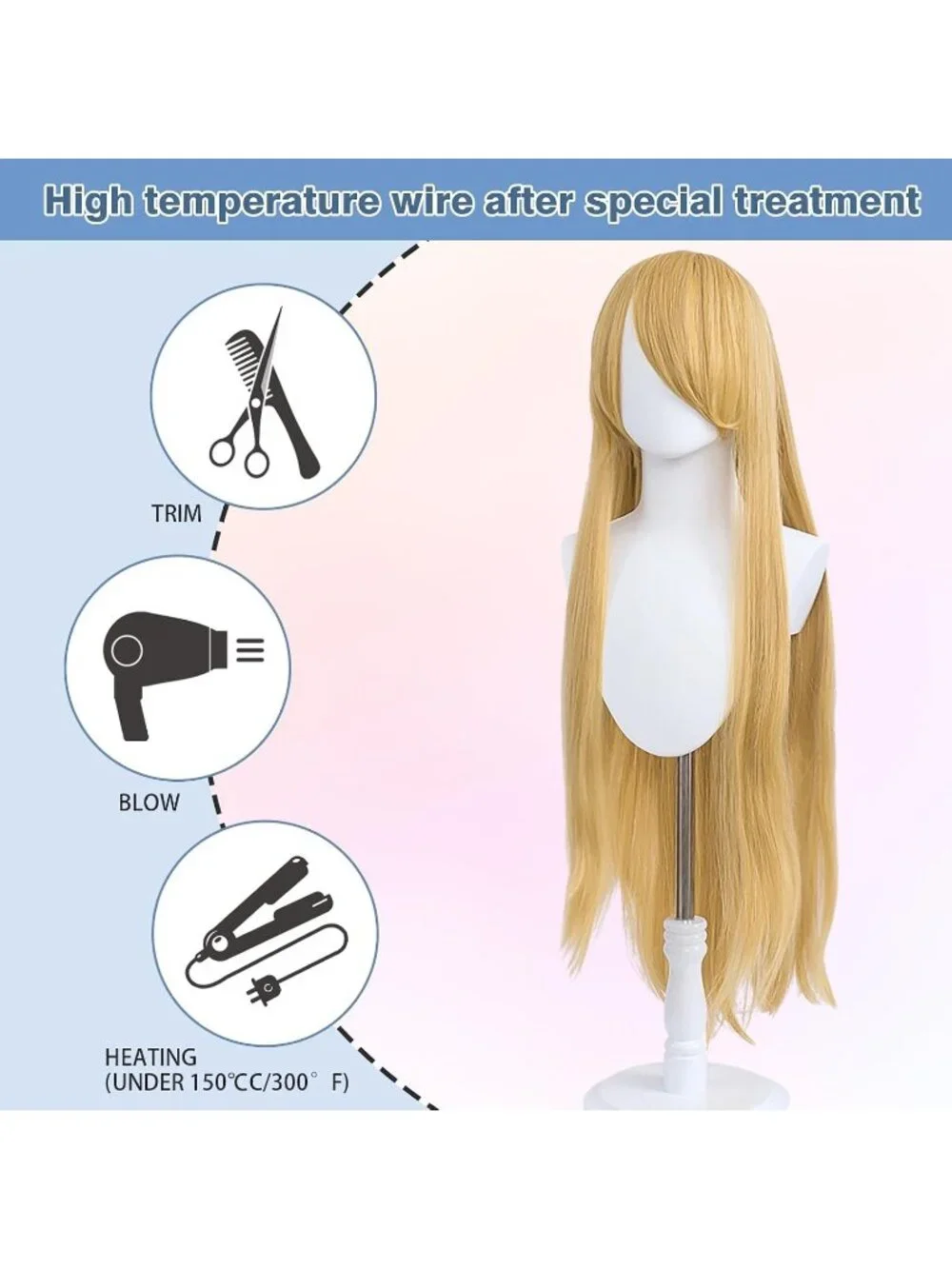 Women's Golden Blonde 100 Cm Heat Resistant Universal Straight Costume Long Wigs